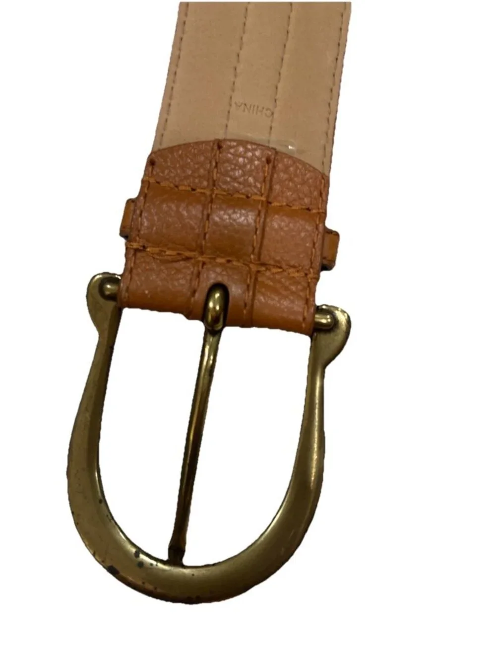 Michael Kors Wide Leather Studded Belt Tan Brown Size XL